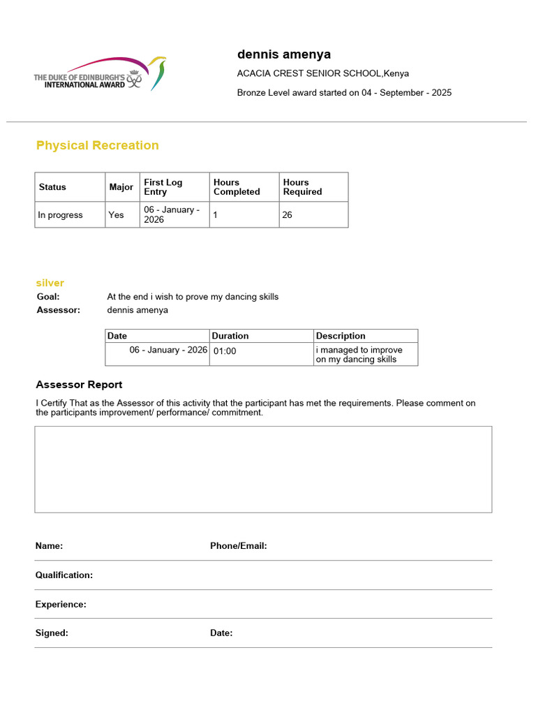 Summary Physical Recreation Section Report v1.0 | PDF
