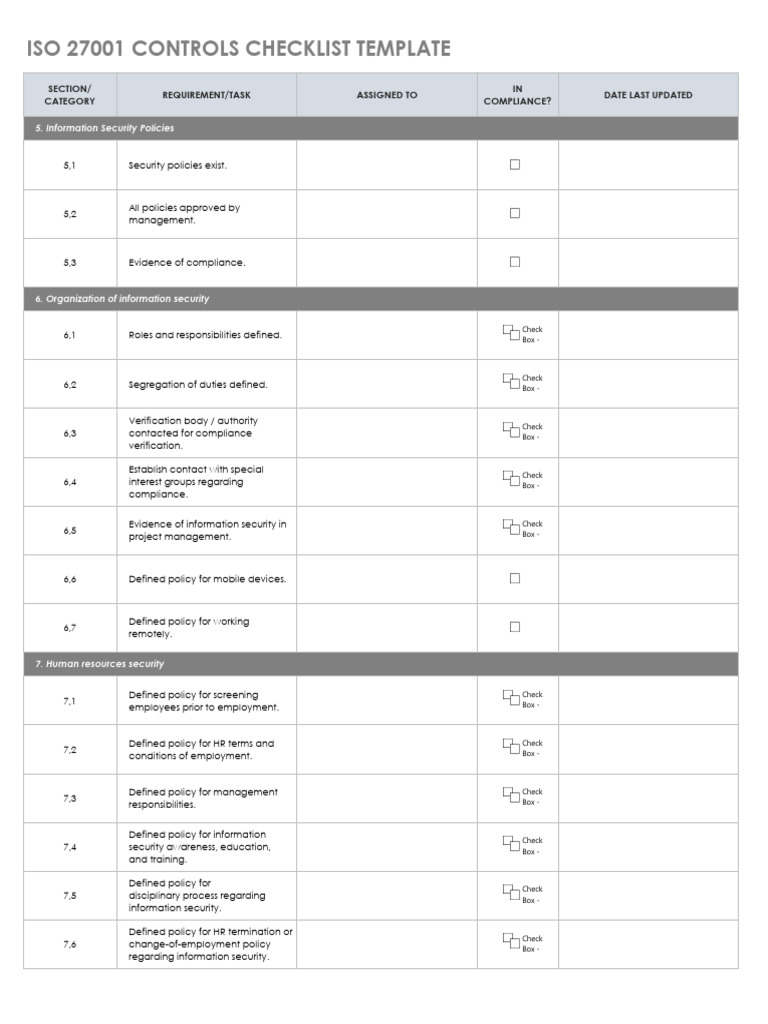 IC ISO 27001 Controls Checklist 10838 | PDF | Information Security ...