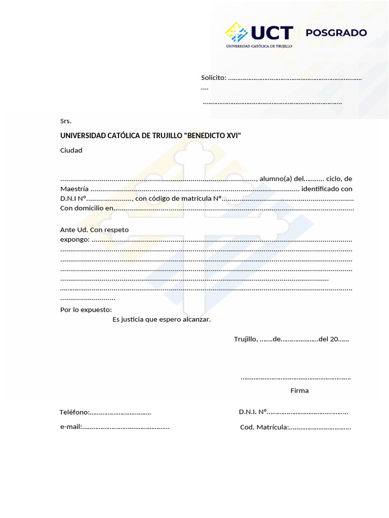 FUT - Formulario UCT para Alumnos | PDF