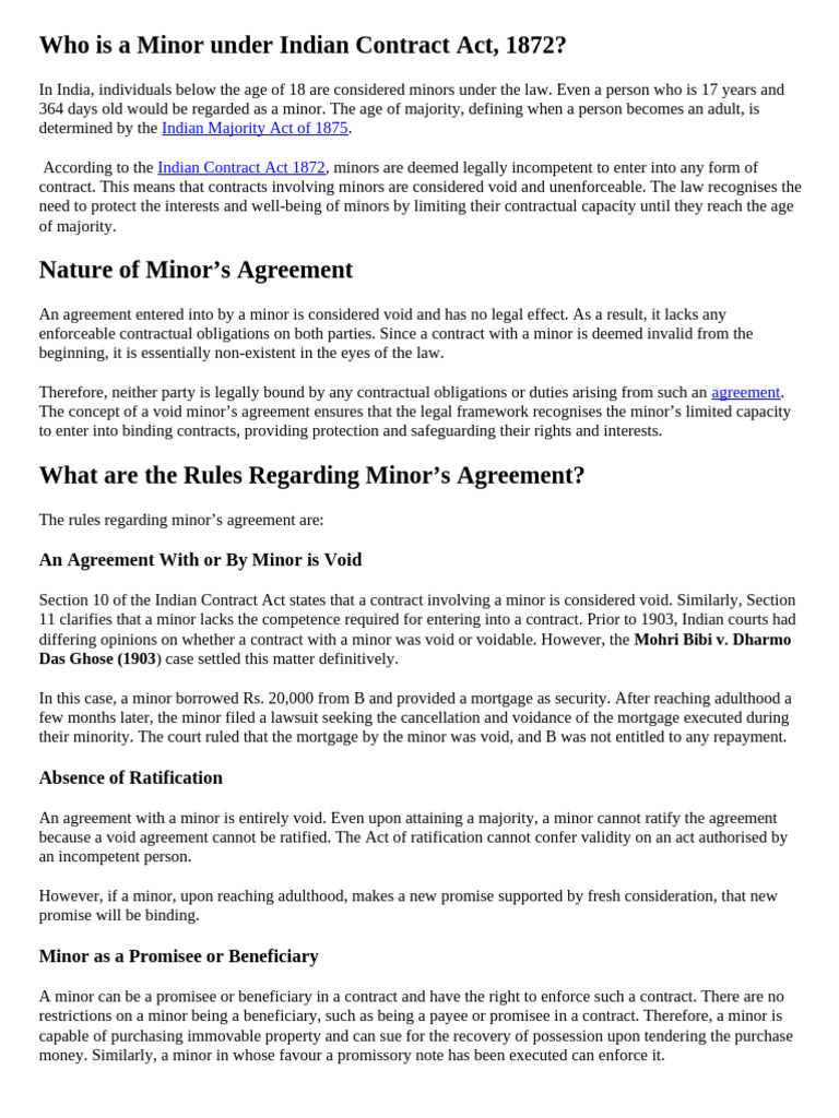 Minor | PDF | Legal Liability | Law Of Agency