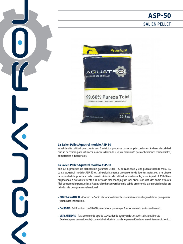 Sal en Pellet Premium Ficha Tecnica | PDF | sal | Agua