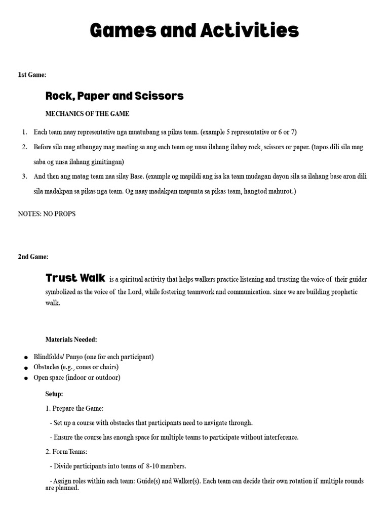 Games and Activities FINALE | PDF