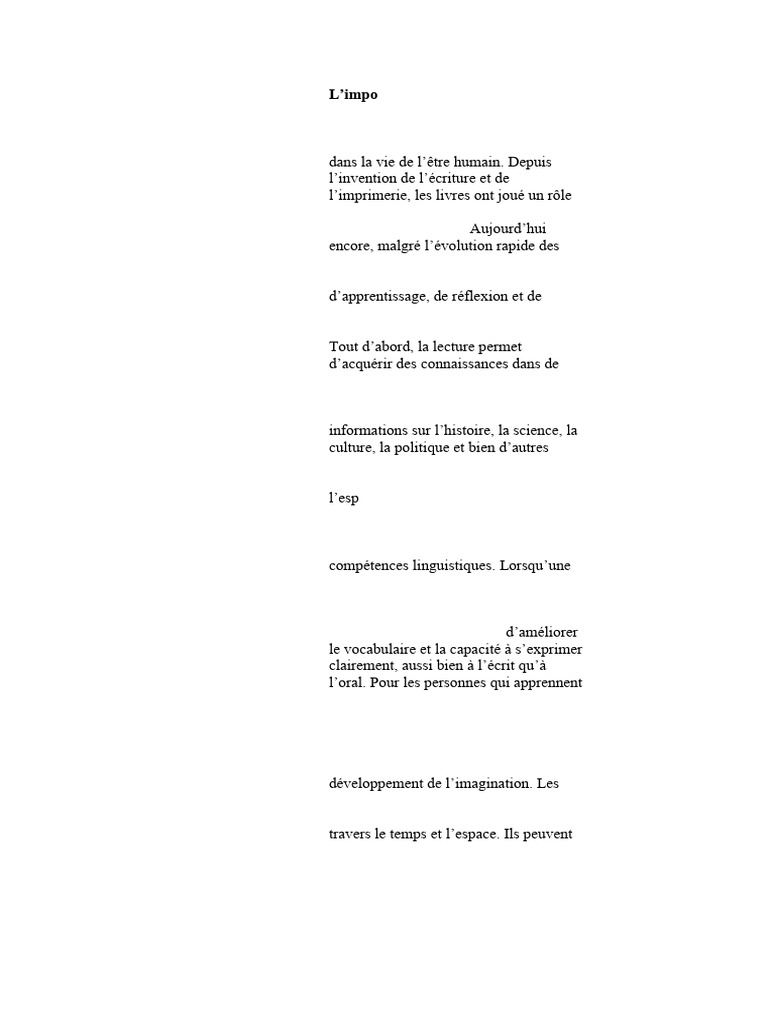 L'Importance de La Lecture Dans La Vie Quotidienne | PDF ...