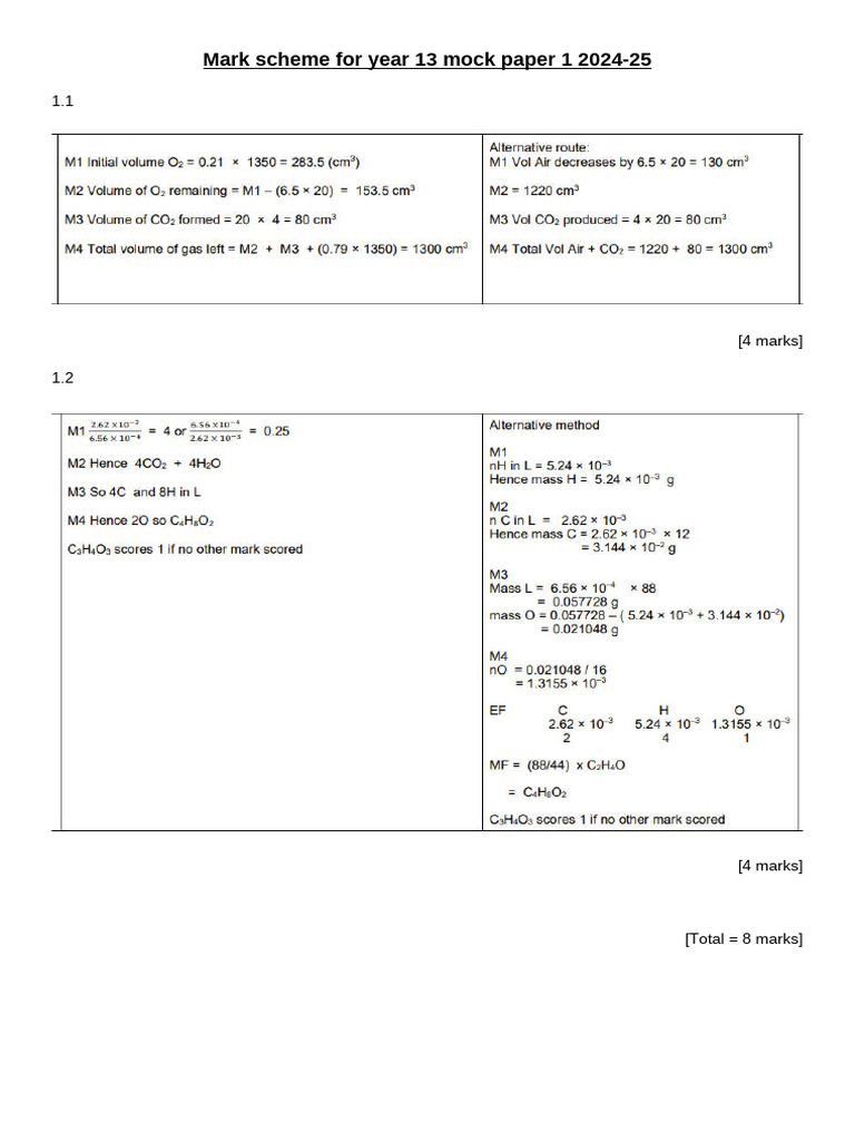 Y13 Practice Mock Exam Paper 1 Ms | PDF | Physical Chemistry ...