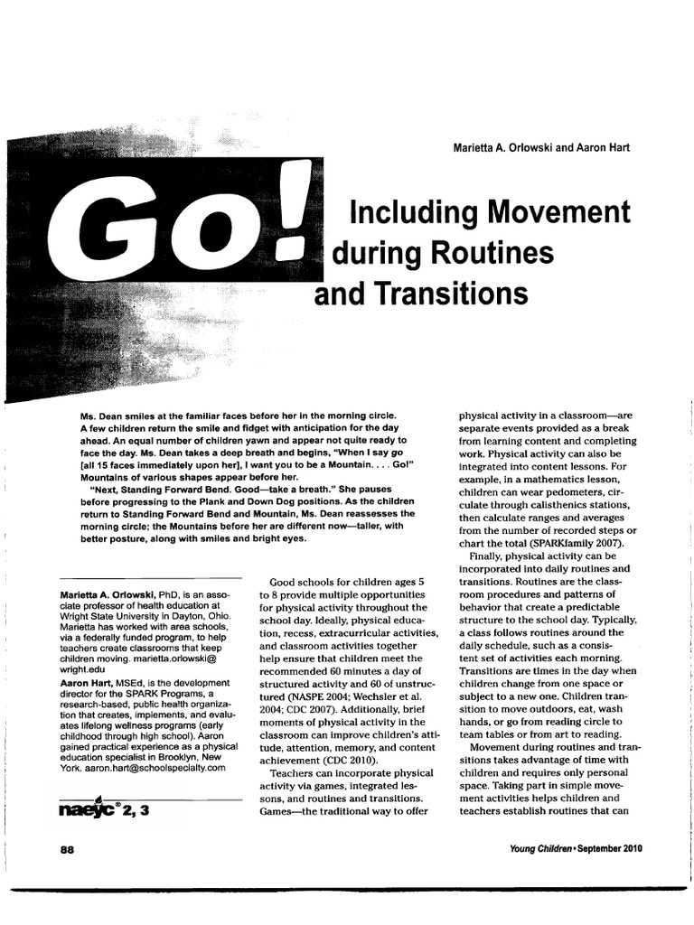 Lesson THREE ARTICLE Go Including Movement During Routines and ...