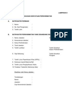 Borang Lampiran D Ringkasan Kenyataan Perkhidmatan