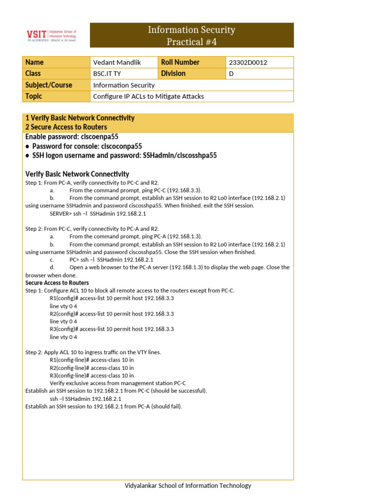 SIC Worksheet - Practical 4 | PDF | Secure Shell | Command Line Interface