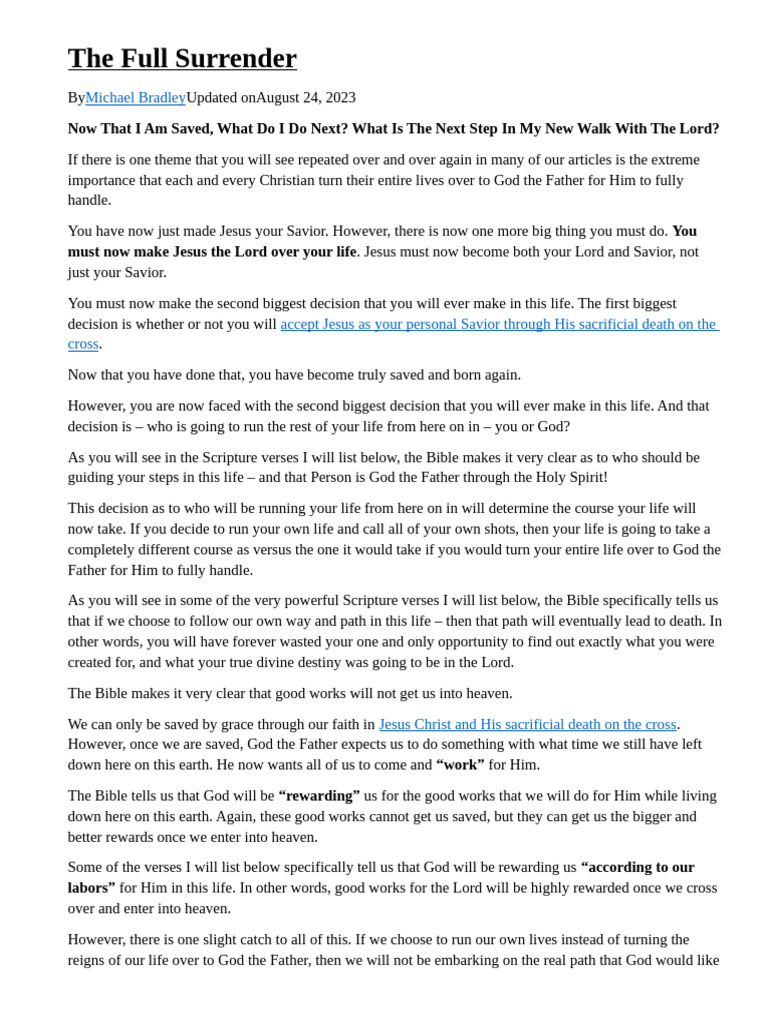 The Full Surrender | PDF | Heaven | Jesus