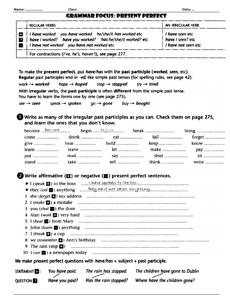 Present Perfect | PDF
