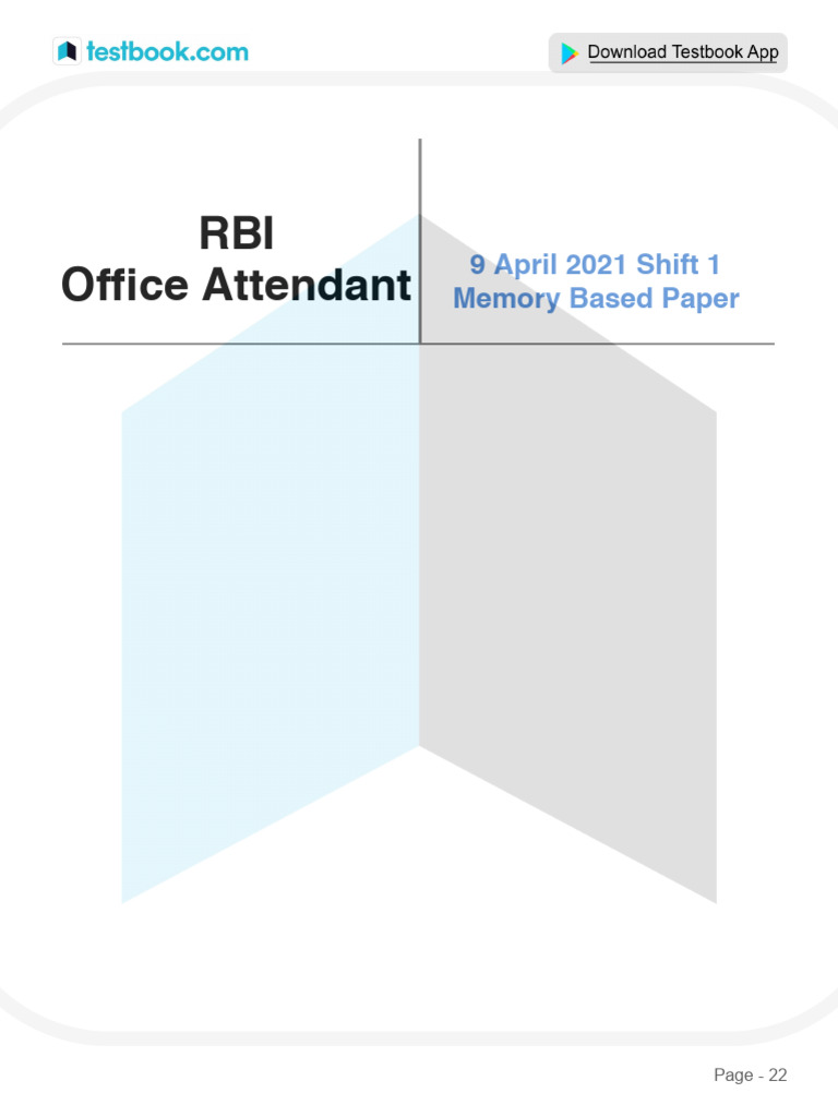 RBI Office Attendant 9 April 2021 Shift 1 Memory Based Paper Hindi (1 ...