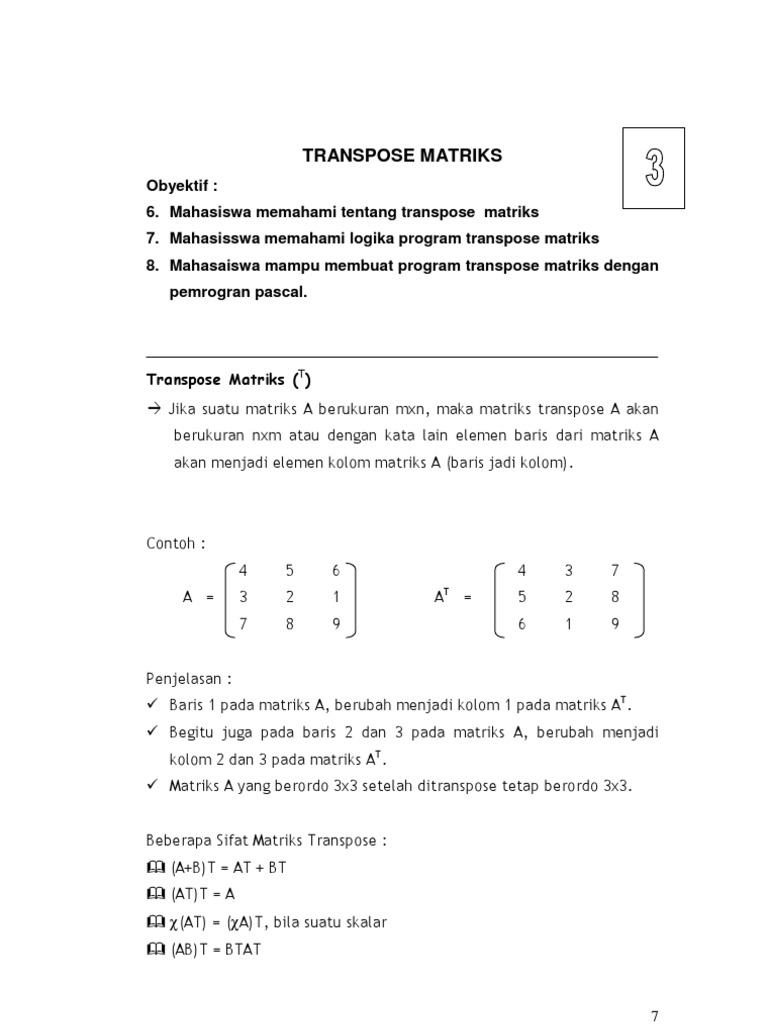 12+ Contoh Soal Matriks Transpose Dan Jawabannya