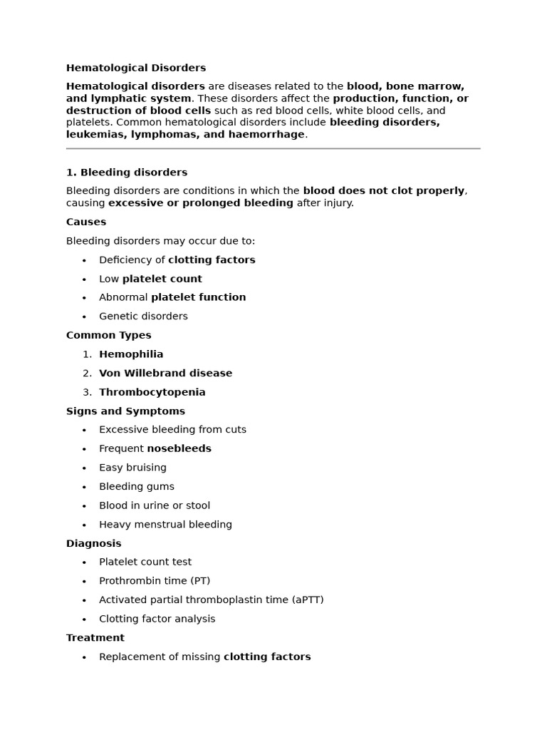 Hematological Disorders | PDF | Leukemia | Lymphoma