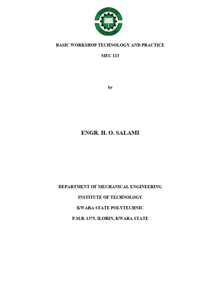 Basic Workshop Technology and Practice | PDF | Welding | Construction