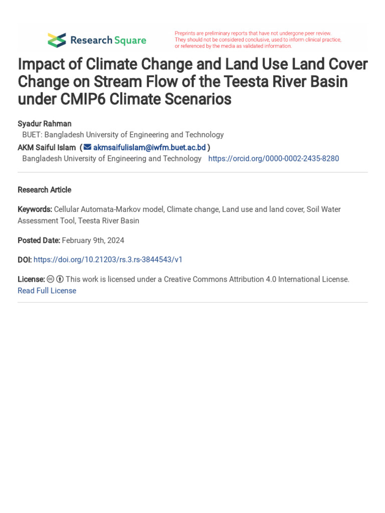 Impact of Climate Change and Land Use Land Cover C | PDF | Markov Chain ...
