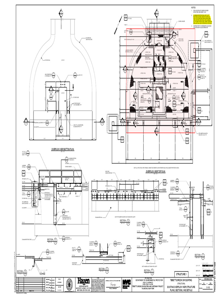 S-102 Ect Existing Overflow Weir Structure Plans, Sections, and Details ...