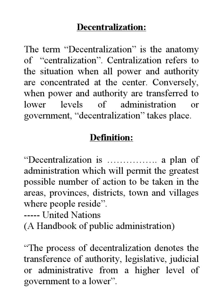 Decentralization Pdf Decentralization Devolution