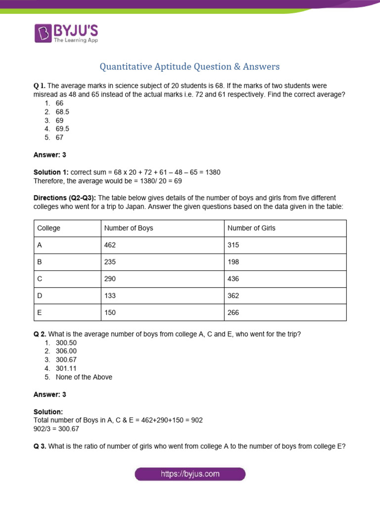 Quantitative Aptitude Questions | PDF | Chess Theory | Chess