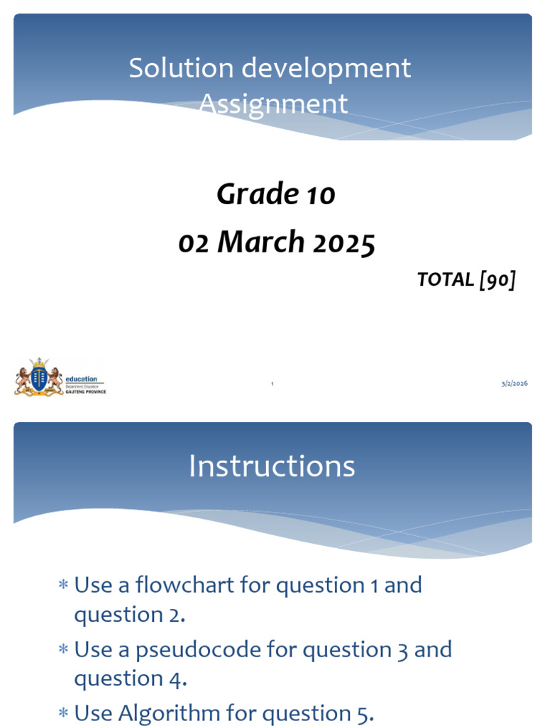 Solution Development Assignment Grade 10 - 072148 | PDF | Algorithms ...