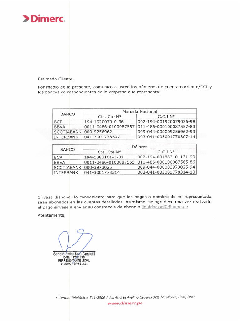 Cuentas Bancarias Dimerc | PDF