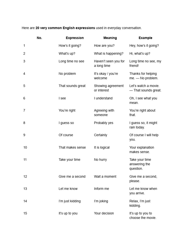 20 Common English Expression | PDF