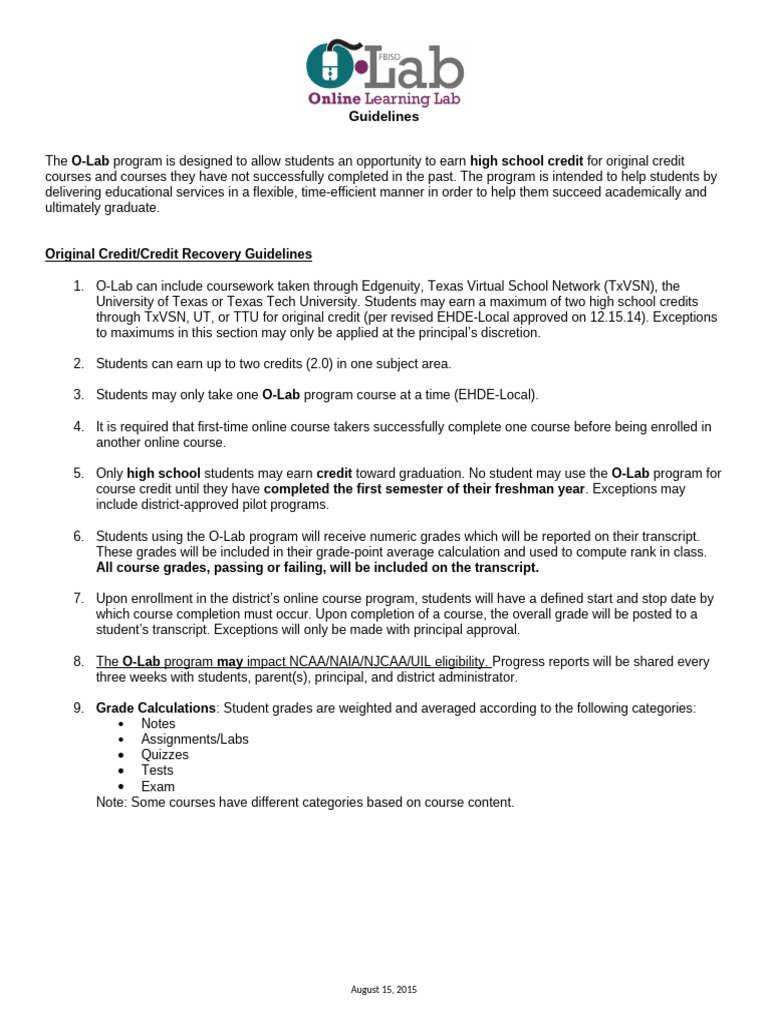 O-Lab - Program Guidelines - Website | PDF | Academic Term
