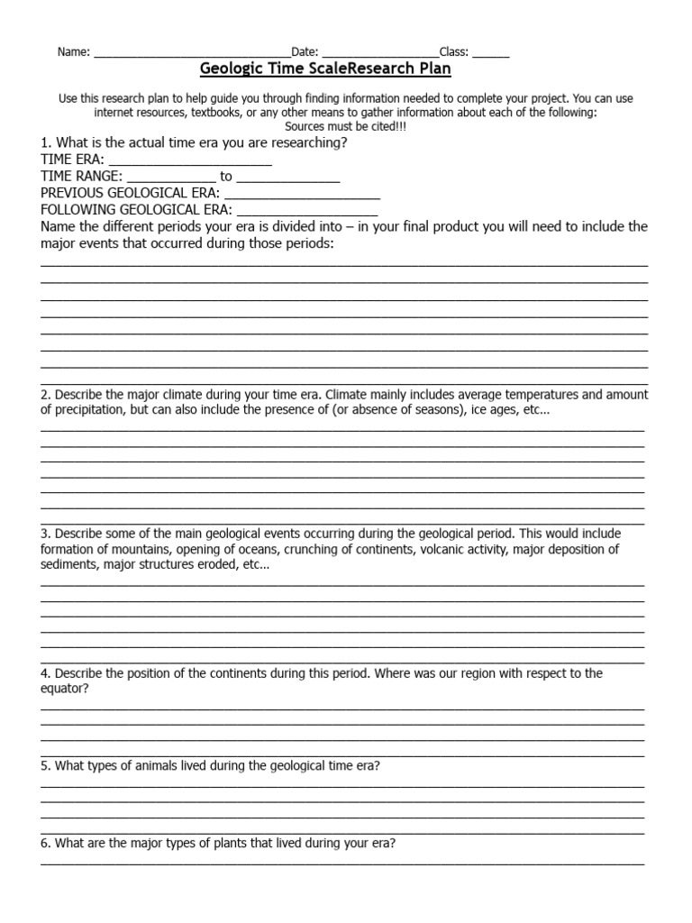 Geologic Time Scale student project .docx | PDF | Geologic Time Scale ...