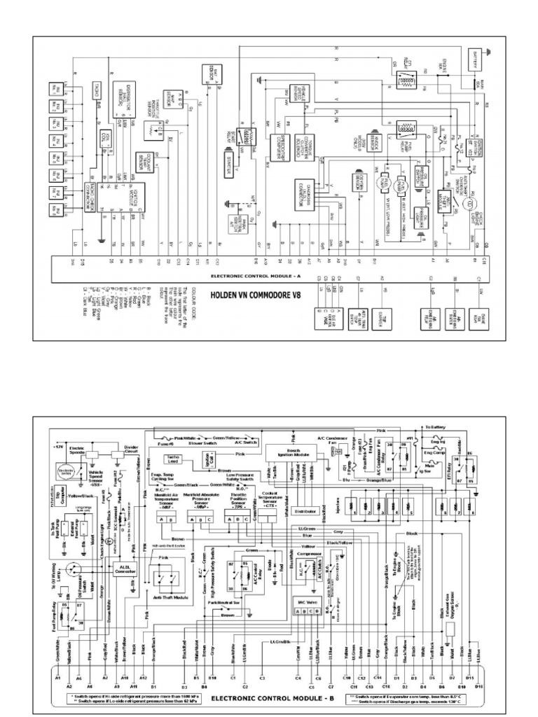 Holden VN Commodore V8 Electronic Control Module Wiring Diagram | PDF