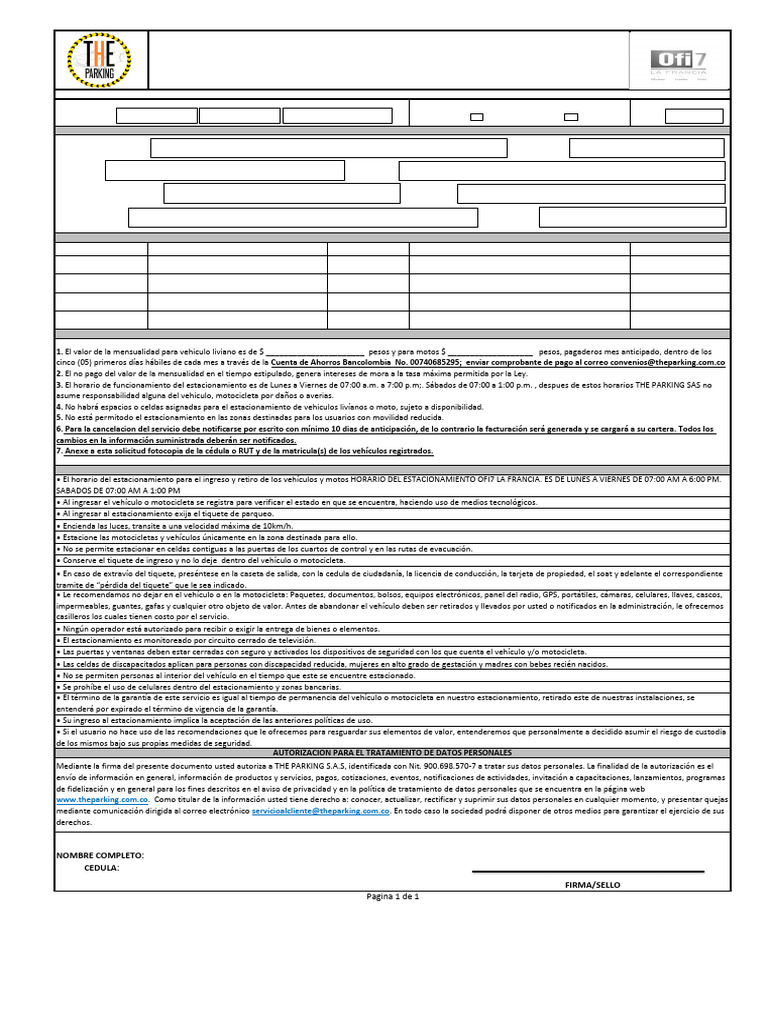 Formato de Ofi7 La Francia | PDF