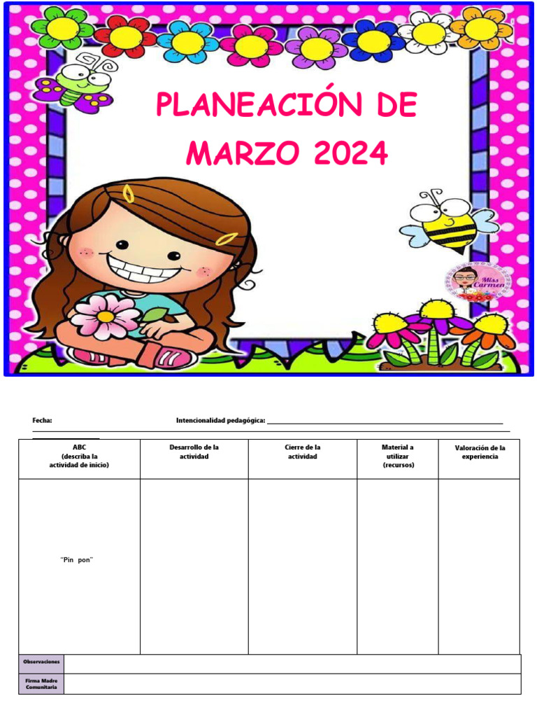 Planeacion de Marzo 2024 | PDF | Experiencia | Las emociones