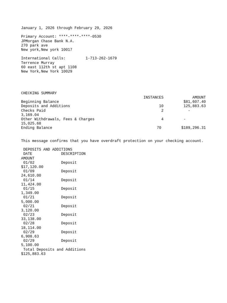Chase Bank Statement Template 1 2 | PDF | Cheque | Credit Card