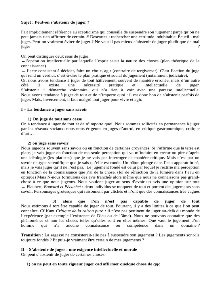 Peut-On S'abstenir de Juger | PDF | René Descartes | Scepticisme