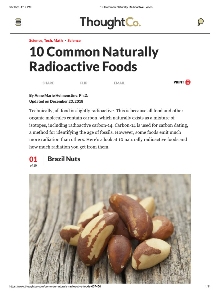 10 Common Naturally Radioactive Foods | PDF | Potassium | Chemistry