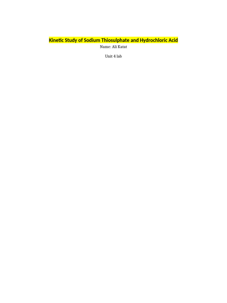 Unit 4 Kinetics Lab Report | PDF