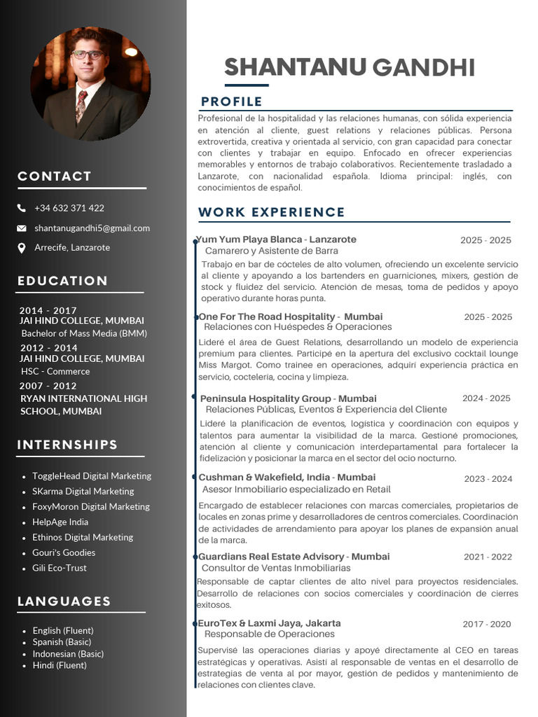 Shantanu Gandhi CV - Dec 25 | PDF | Economias | Promoción y ...