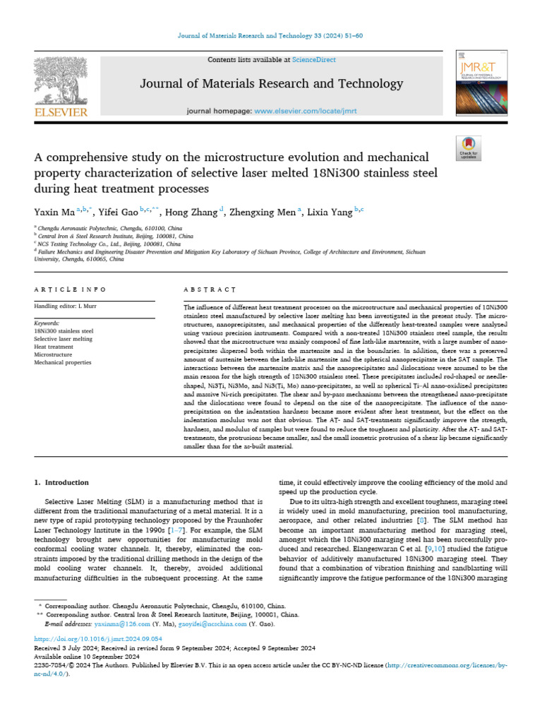 A Comprehensive Study on the Microstructure Evolution and Mechanical ...