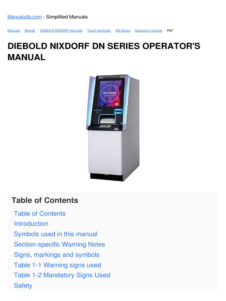 Diebold Nixdorf DN Series Operator'S Manual | PDF | Electrical ...