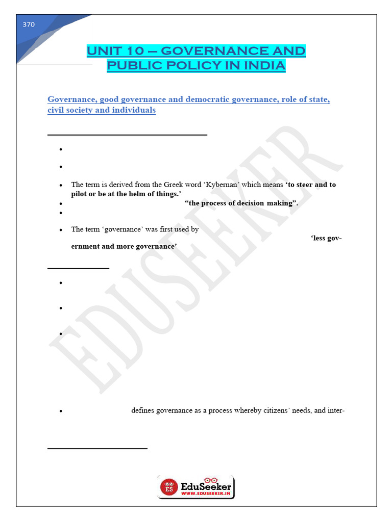 Governance Ugc Net | PDF | Governance | Government Of India