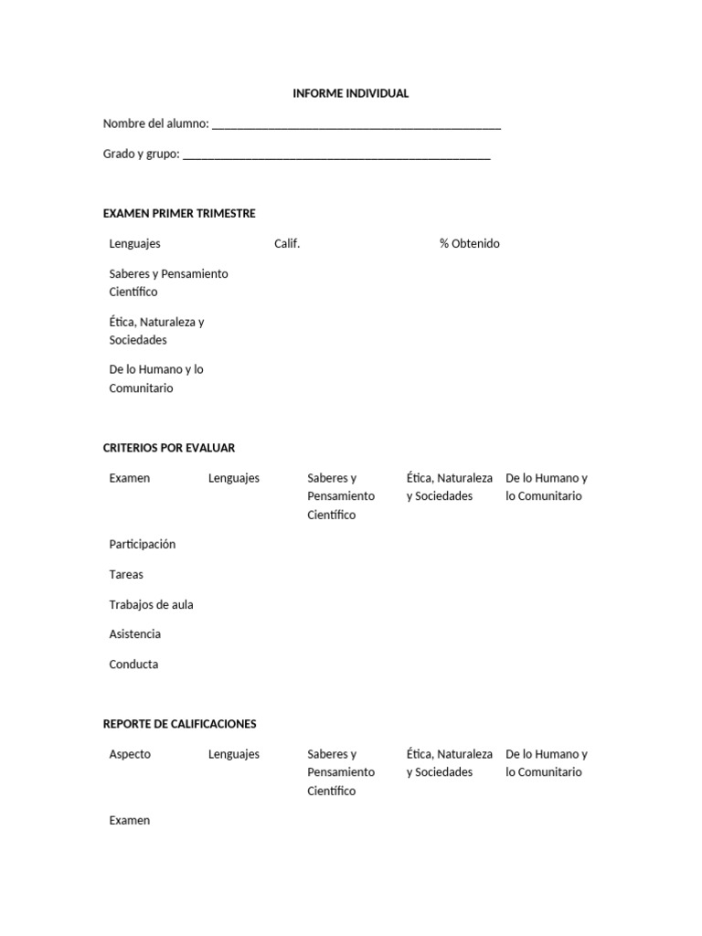 Formato Informe Primer Trimestre | PDF