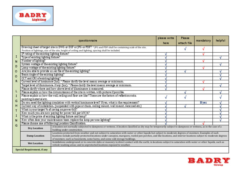 BADRY Indoor Lighting SimulationRequest | PDF | Lighting ...