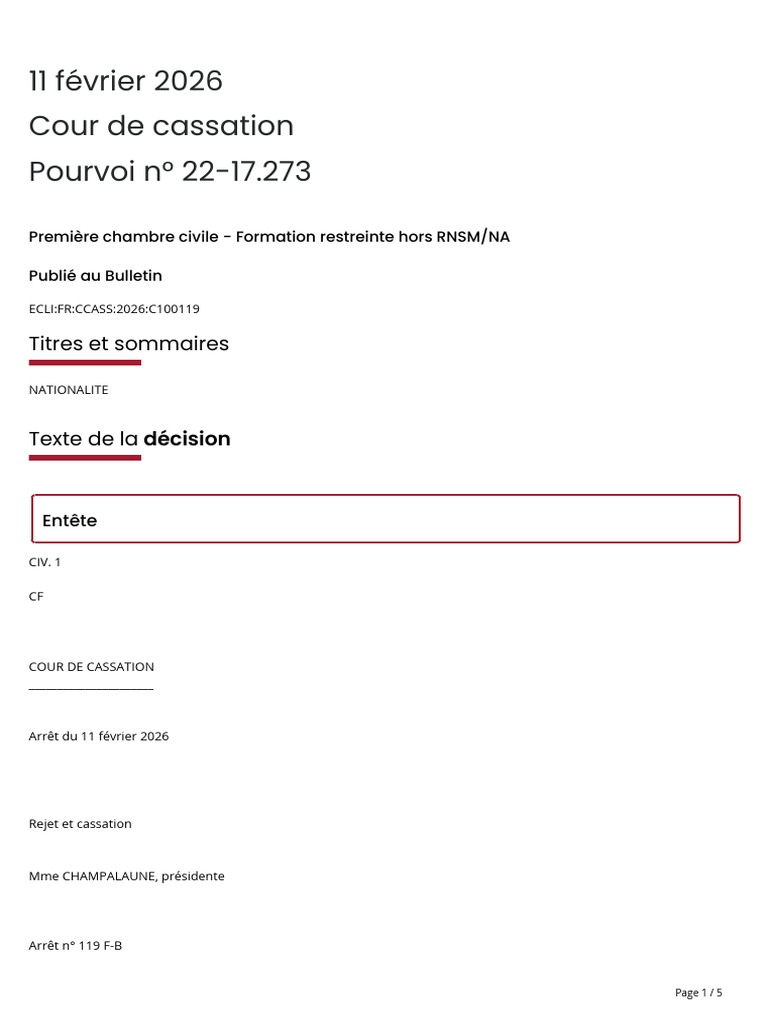 Pourvoi - N°22-17.273 - 11 - 02 - 2026 (COUR DE CASSATION SUR LA ...