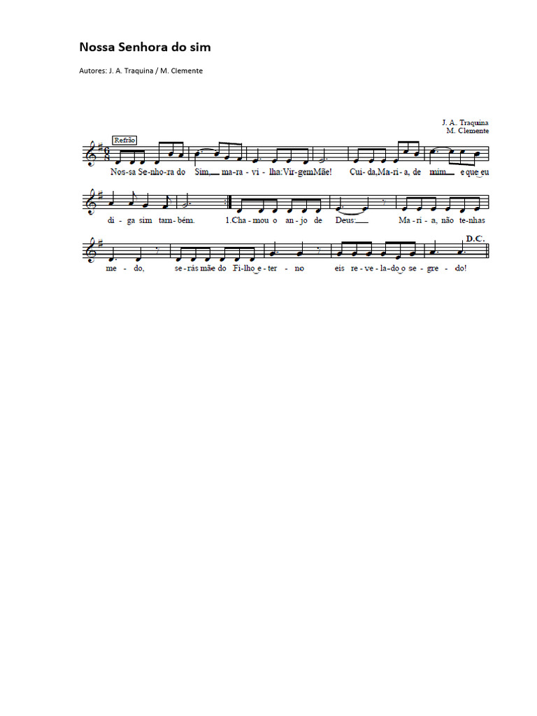 Nossa Senhora Do Sim Partitura | PDF