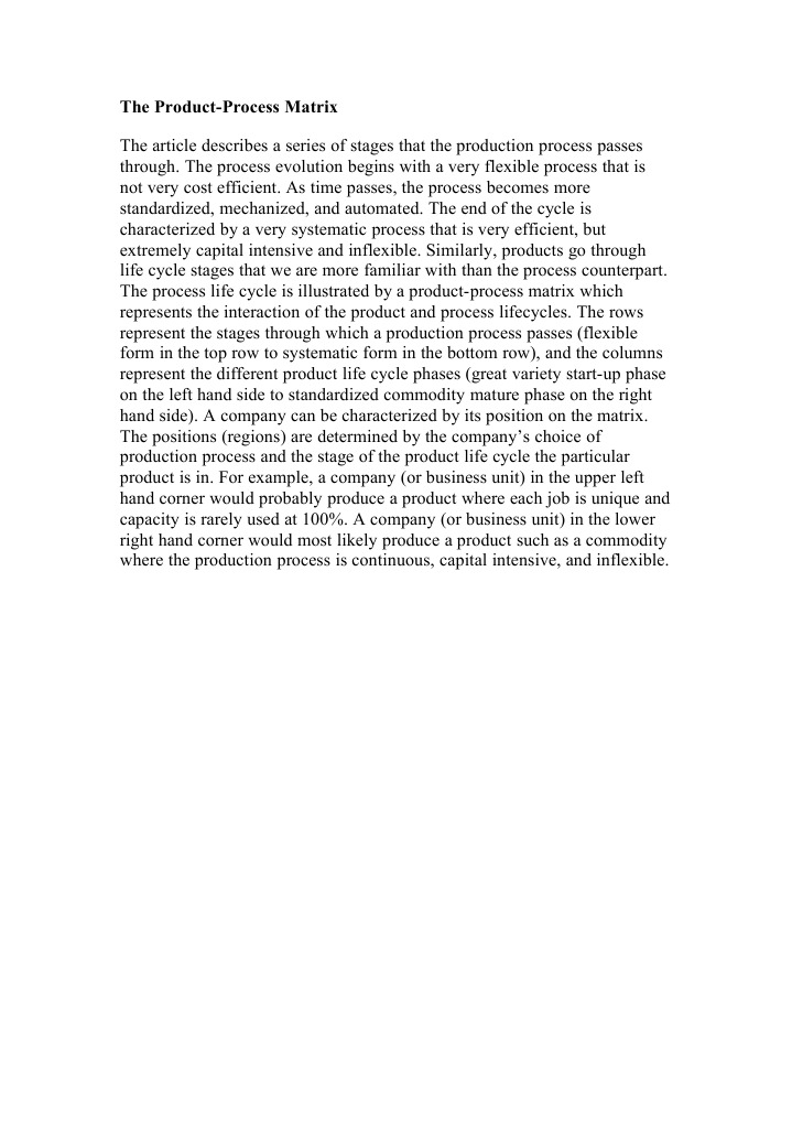 Understanding the Product-Process Matrix | PDF | Competition ...