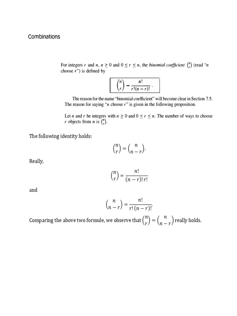 Combinations | PDF | Mathematical Concepts | Mathematics