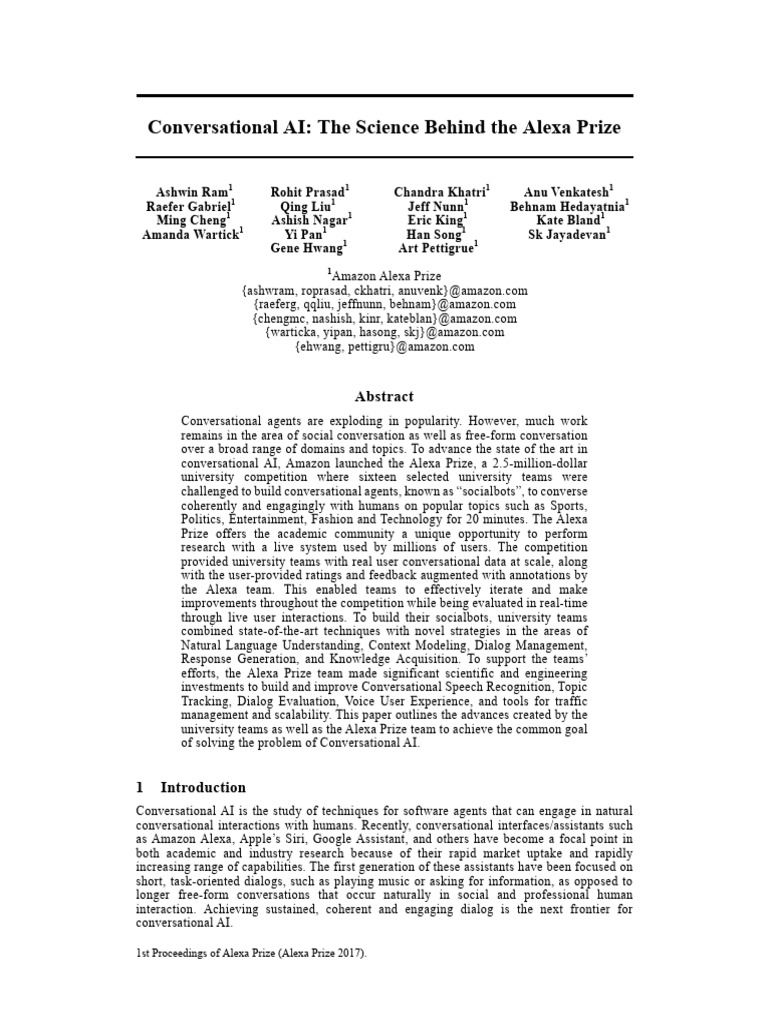 Conversational AI - The Science Behind The Alexa Prize | PDF | Speech ...