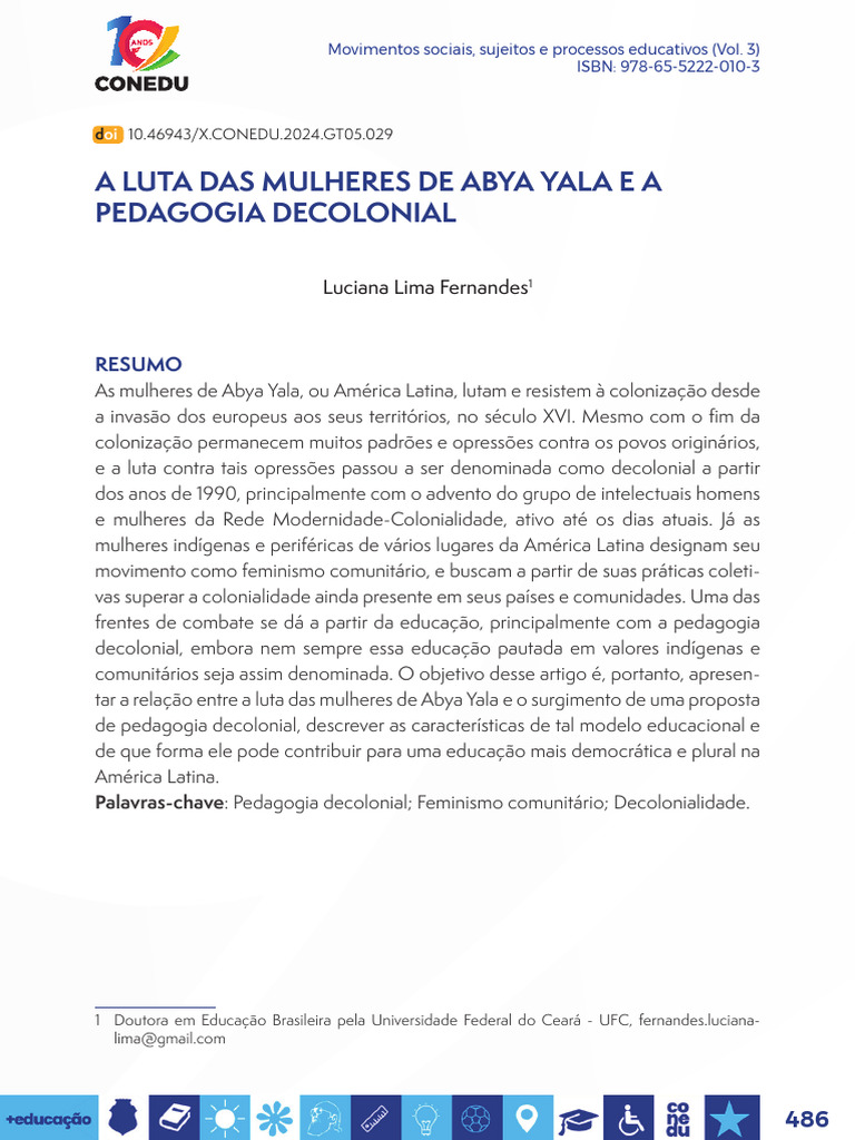 A Luta Das Mulheres de Abya Yala e A Pedagogia Decolonial | PDF ...