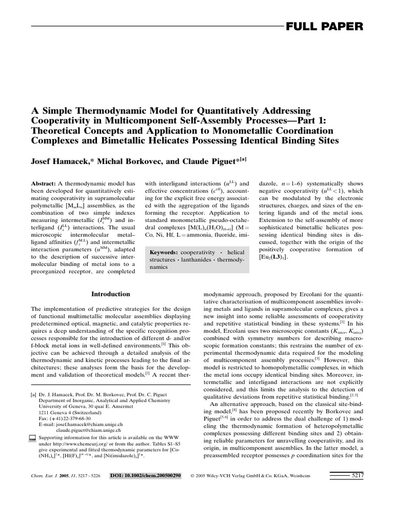 A Simple Thermodynamic Model | PDF | Physical Chemistry | Applied And ...