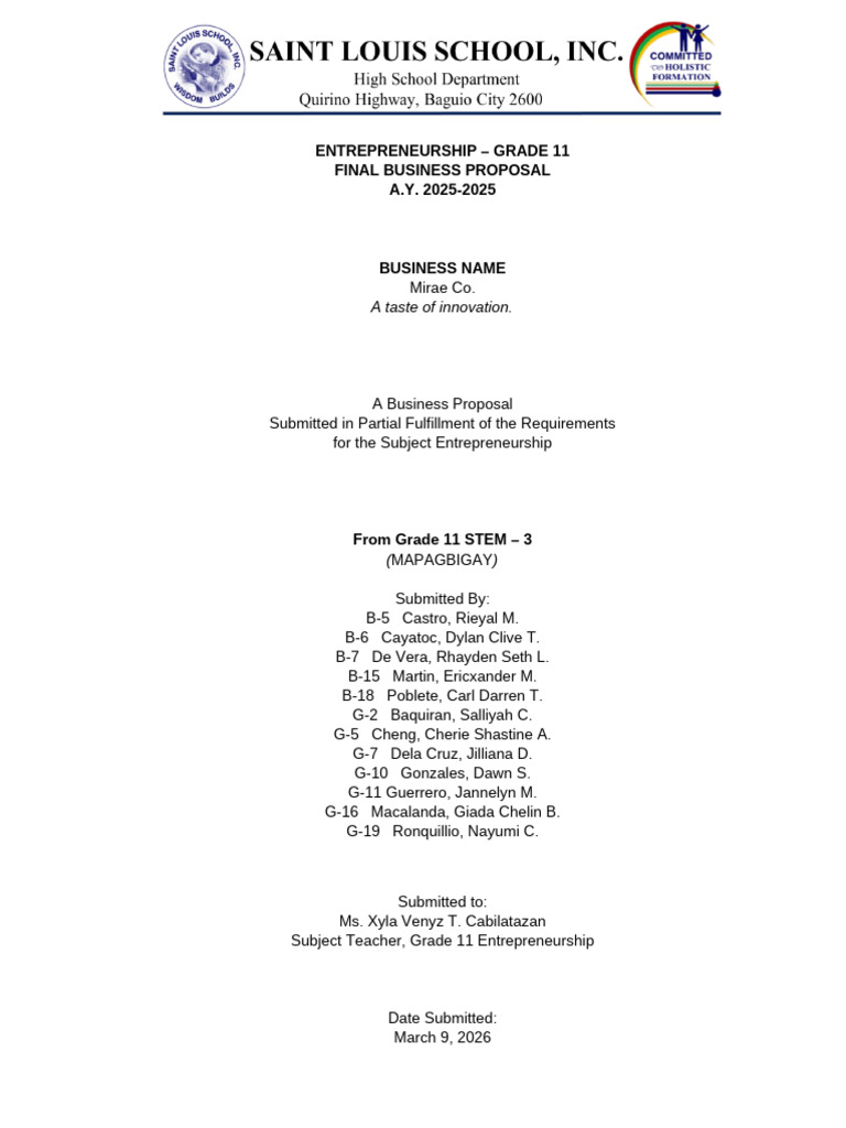 Stem 3 Group 1 Final Paper Entrep 1 | PDF | Brand | Marketing