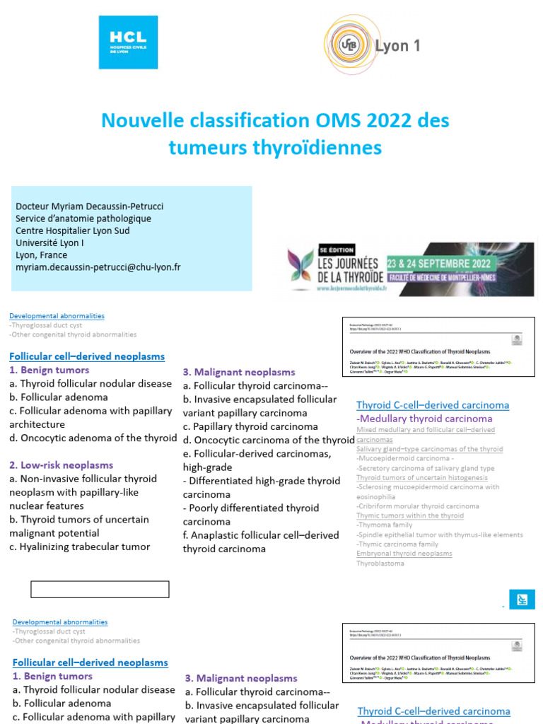 Classification OMS 2022 des cancers thyroïdiens | PDF | Thyroid | Adenoma