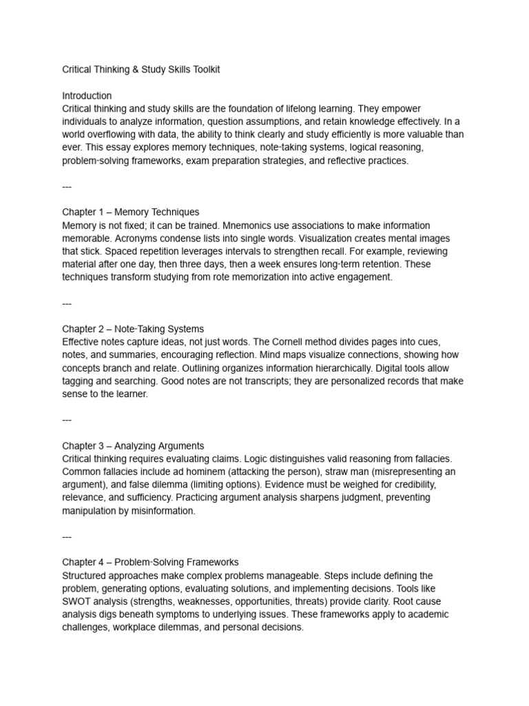 Ac | PDF | Study Skills | Critical Thinking