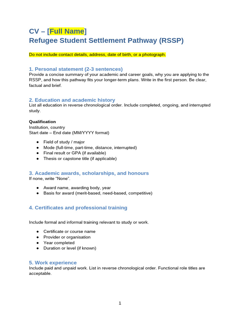 RSSP+CV+–+[Template]+ | PDF